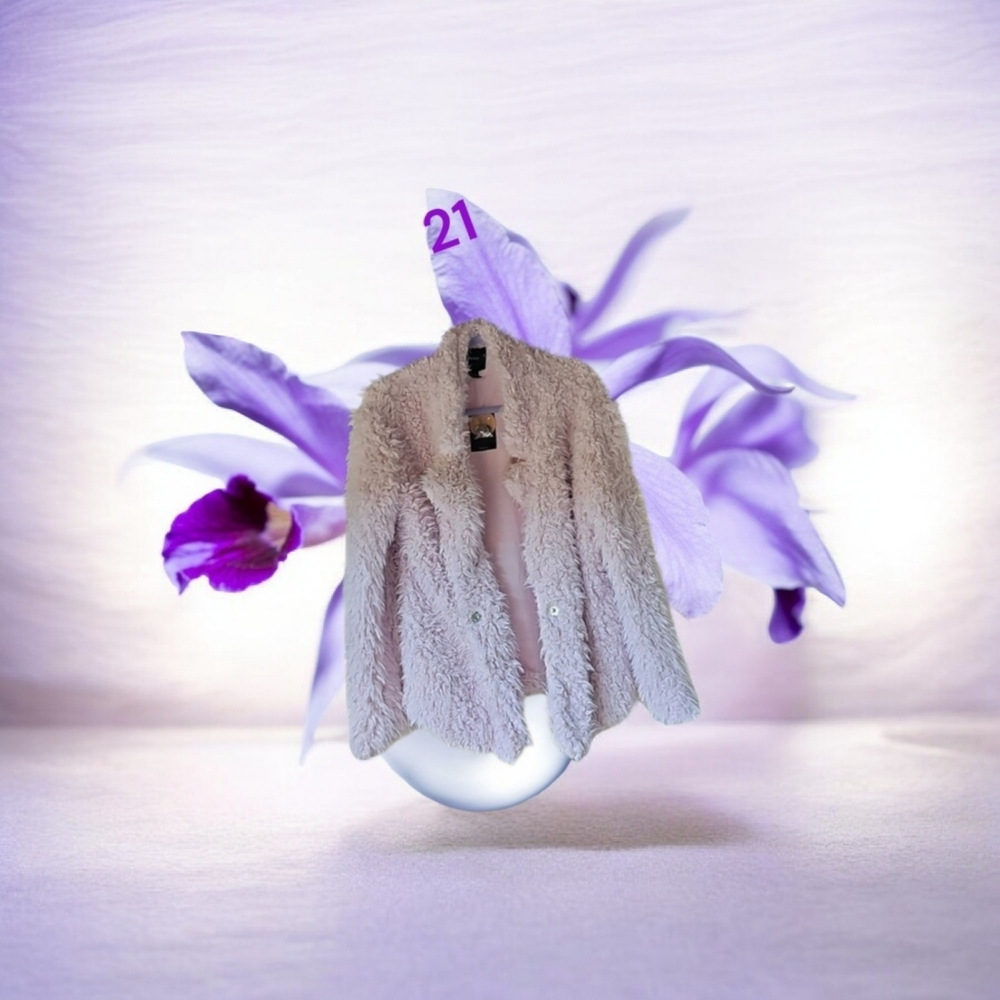Nwt Forever 21 Fuzzy Coat in lilac with Snap closure